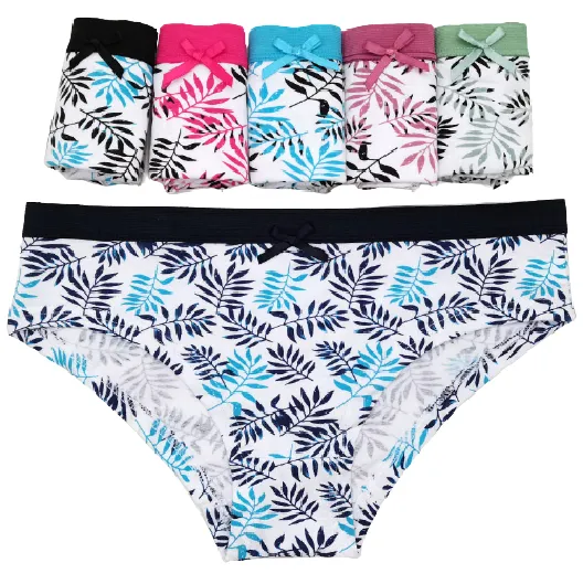 6 x Womens Leaves Patterned Bikini Briefs Undies Cotton Underwear Jocks