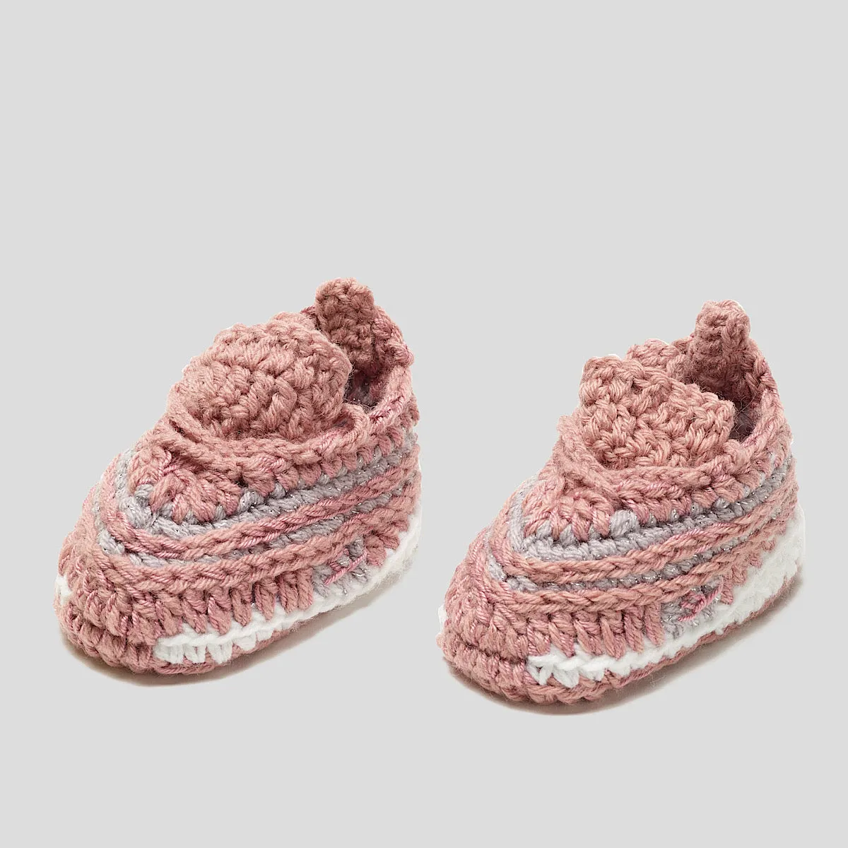 Baby Crochet Blush Pink (Soft felt non-slip bottom & Shoe Box)