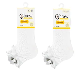 Baby Girl Pelerine Ankle Socks With Flower White 2Pk (0-18mths)