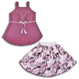 Baby Girls Casual Printed Top and Skirt For Girls