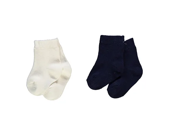 Bebetto Baby Boy Ankle High Socks Navy-Ivory 2Pk (0-36mths)