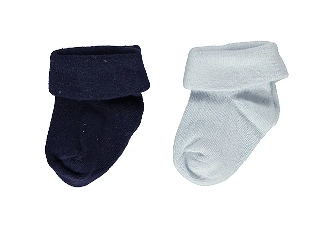 Bebetto Baby Boy Turnover Socks Blue-Navy 2Pk (0-6mths)