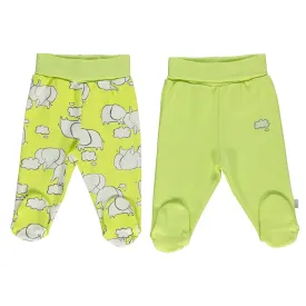 Bebetto Baby Footed Leggings Elephant Green 2-Pack (0-9mths)