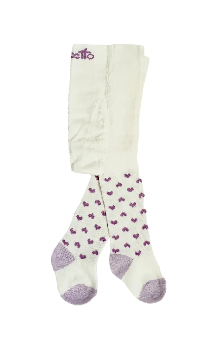 Bebetto Baby Girl Tights Ivory/Purple (0-36mths)