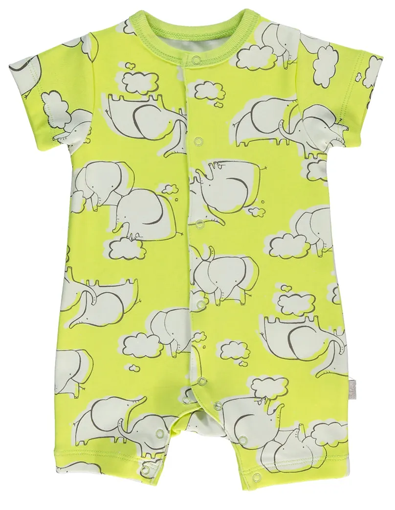 Bebetto Cotton Romper Elephant Green (0-12mths)