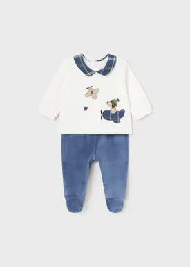 Blue Airplane Boys Sweater & Footed Pant Set - Select Size