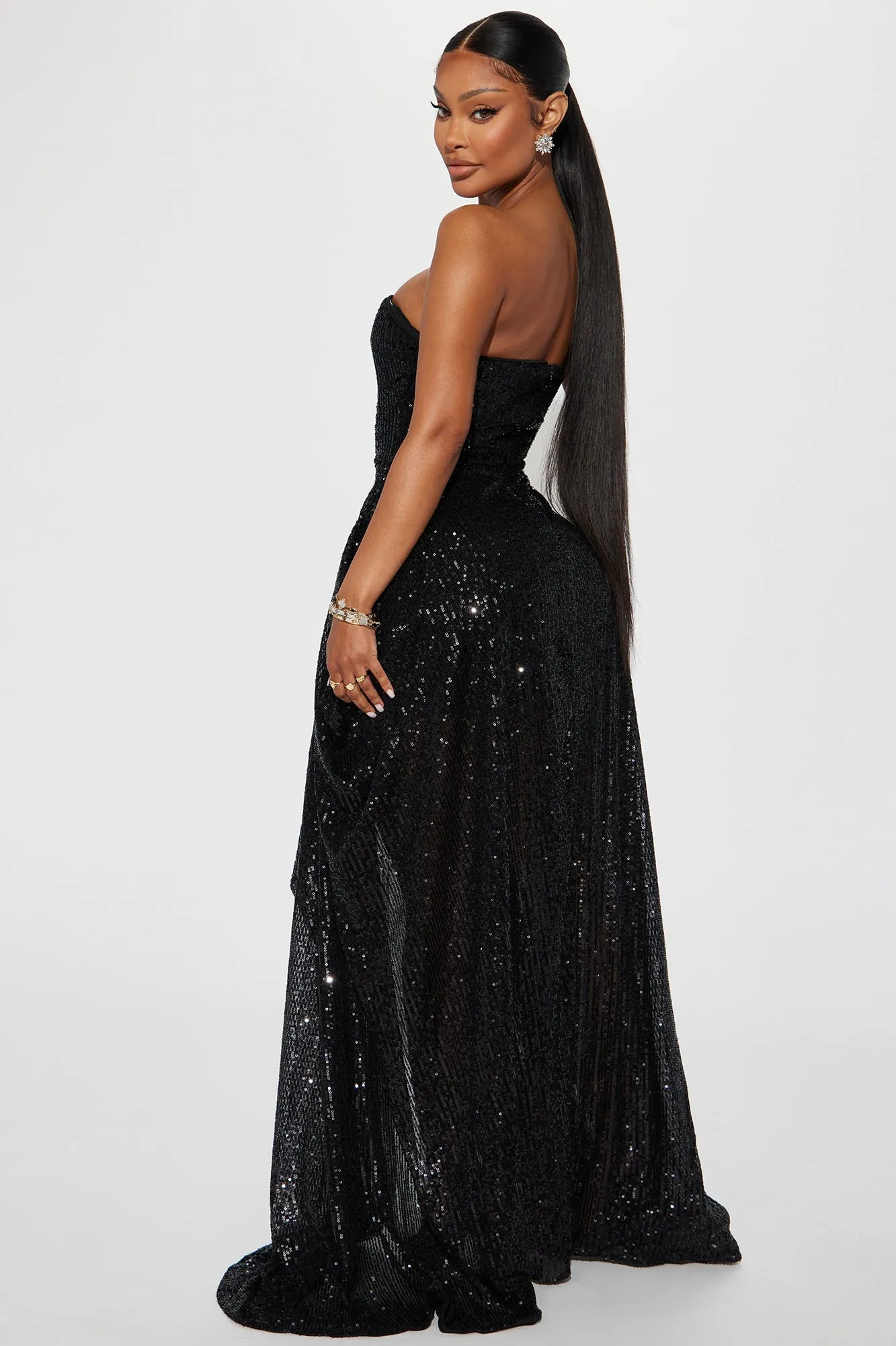 Carlie Sequin Gown - Black