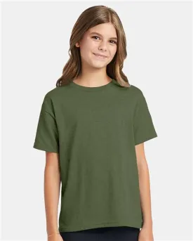 Custom Embroidered - Hanes - Ecosmart™ Youth T-Shirt - Heather Green - 5370