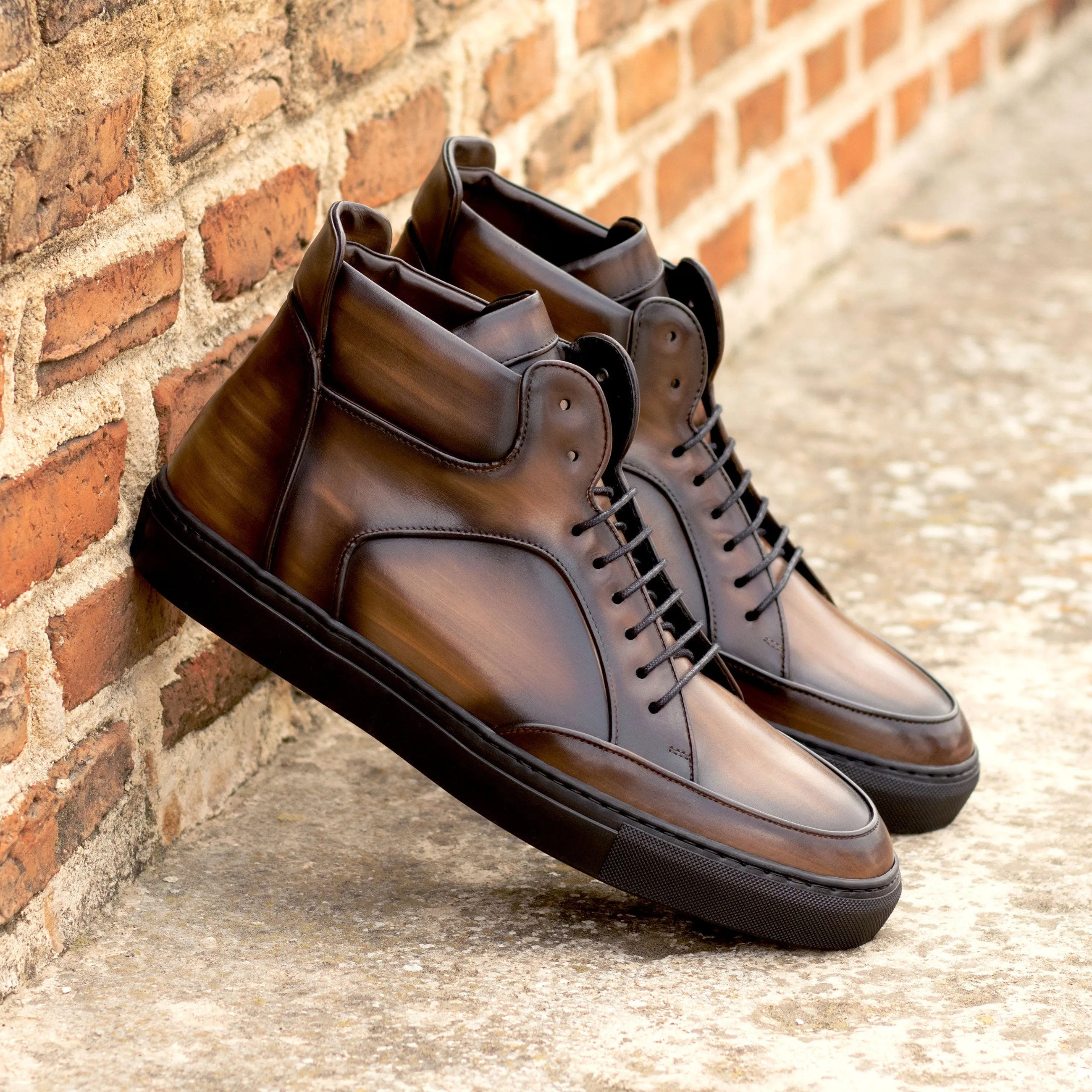 DapperFam Dante in Brown Men's Italian Leather High Top