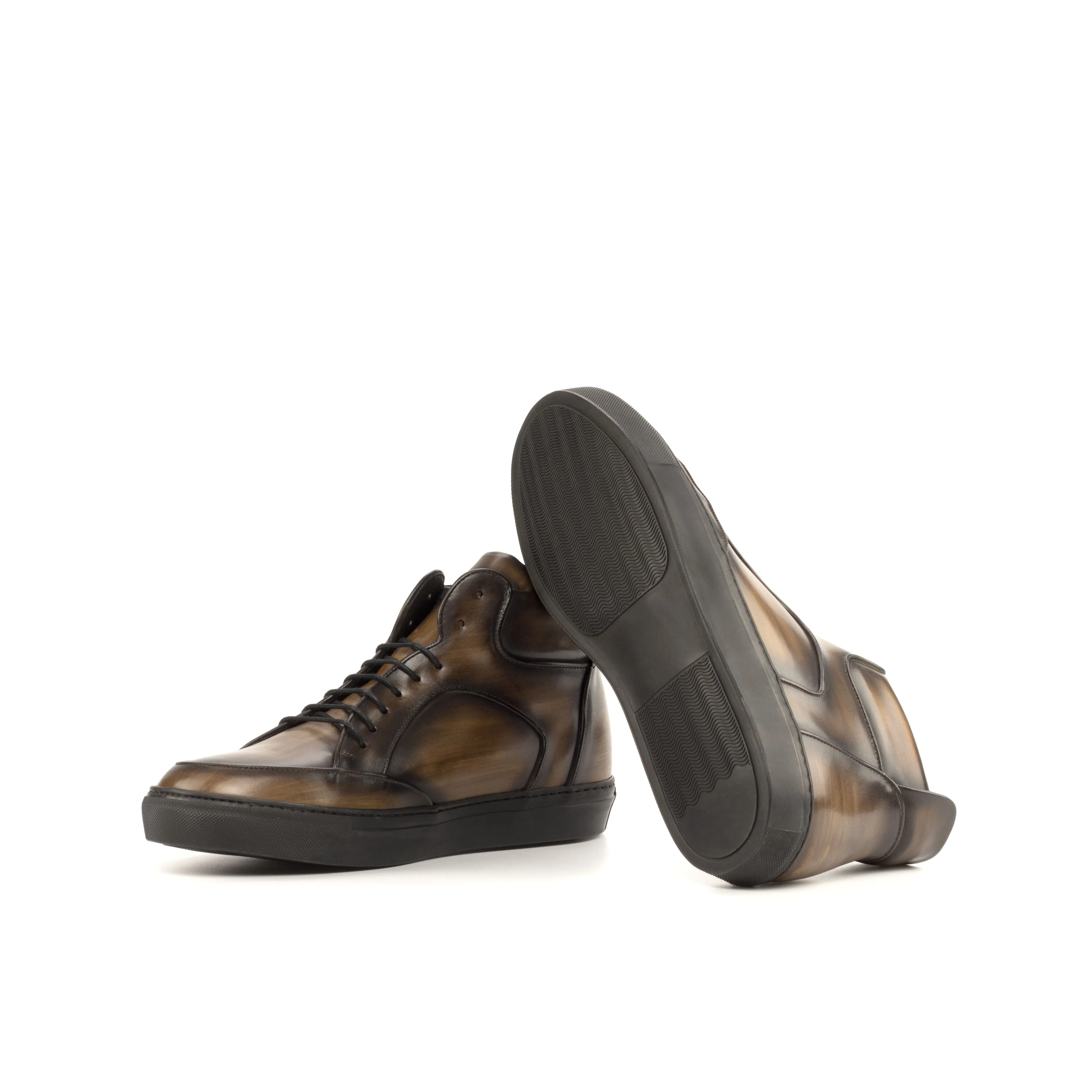 DapperFam Dante in Brown Men's Italian Leather High Top