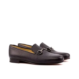 DapperFam Enzo in Black Men's Italian Pebble Grain Leather Slipper