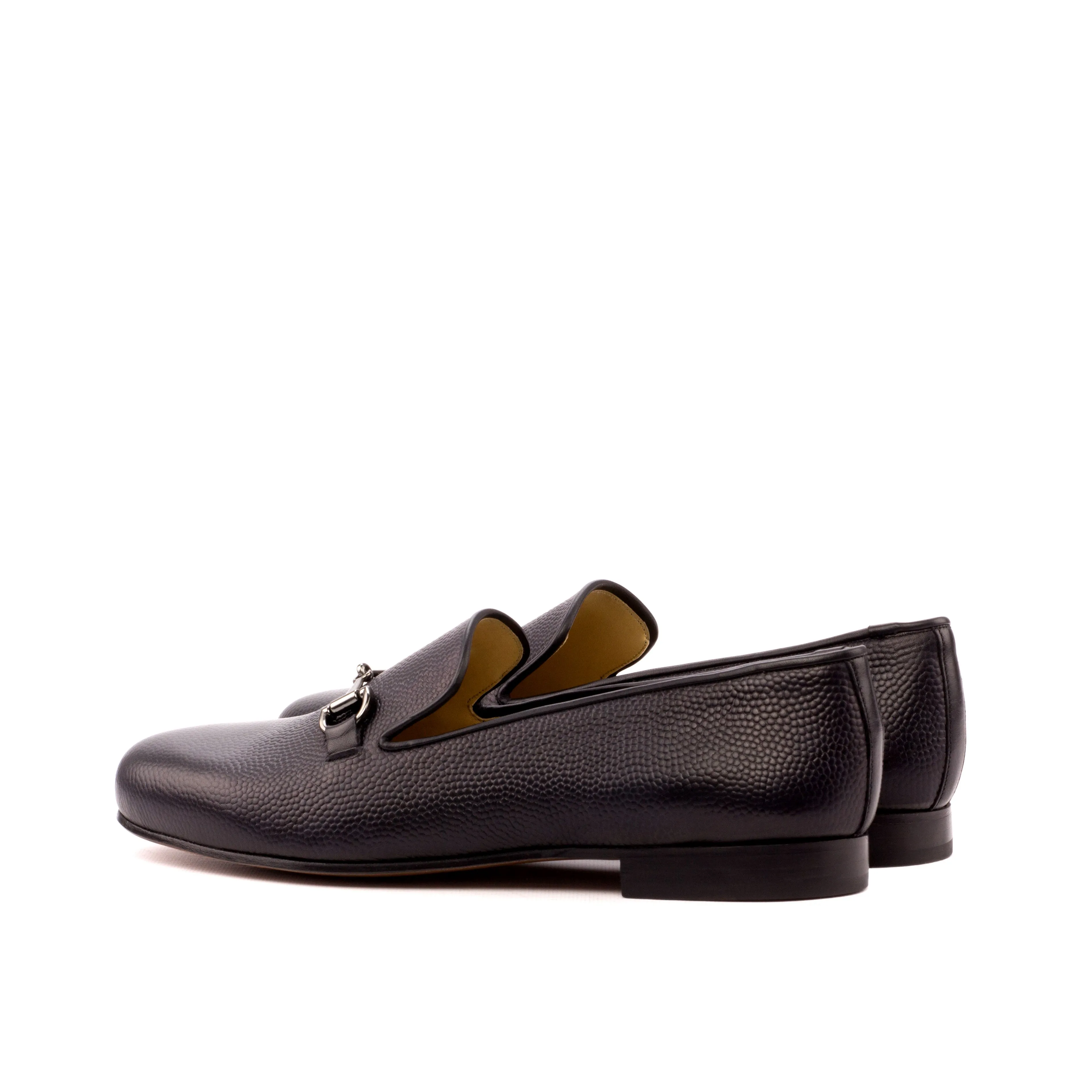 DapperFam Enzo in Black Men's Italian Pebble Grain Leather Slipper