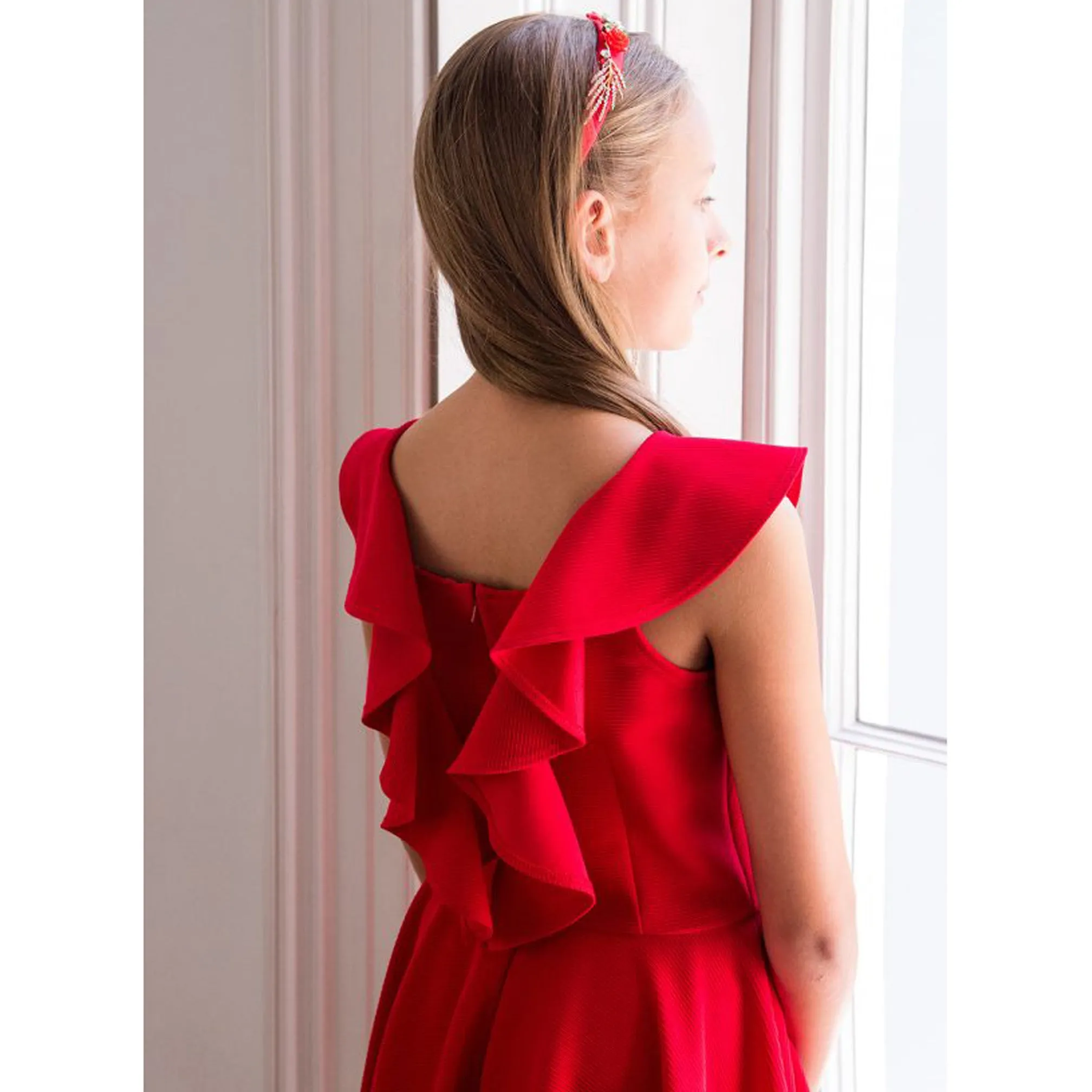 David Charles Scarlet Red Frill Dress