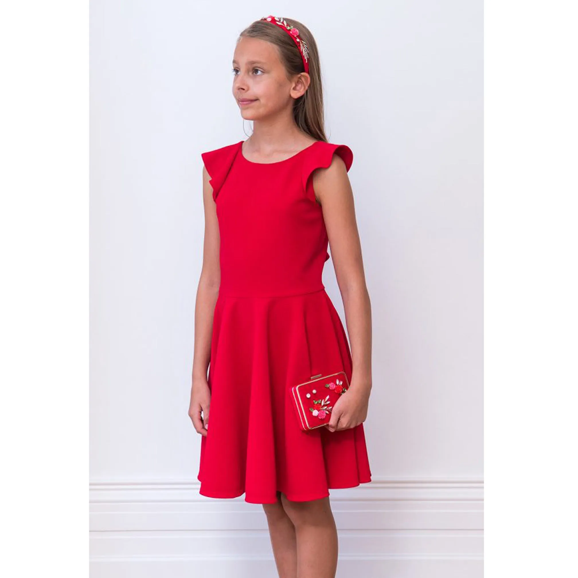 David Charles Scarlet Red Frill Dress