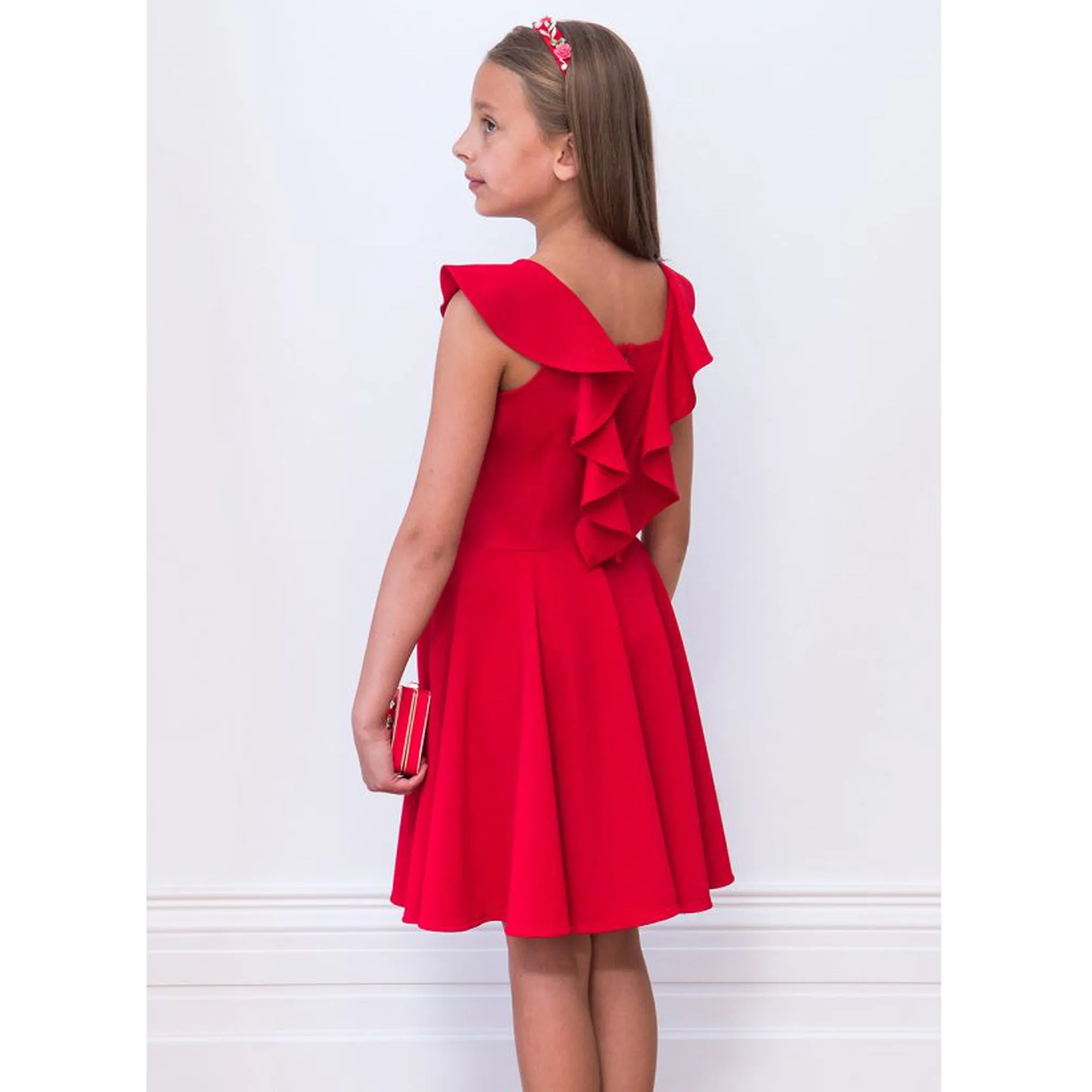 David Charles Scarlet Red Frill Dress