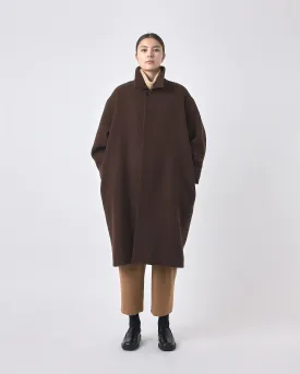 Deep Walnut Wool Cuffed Coat