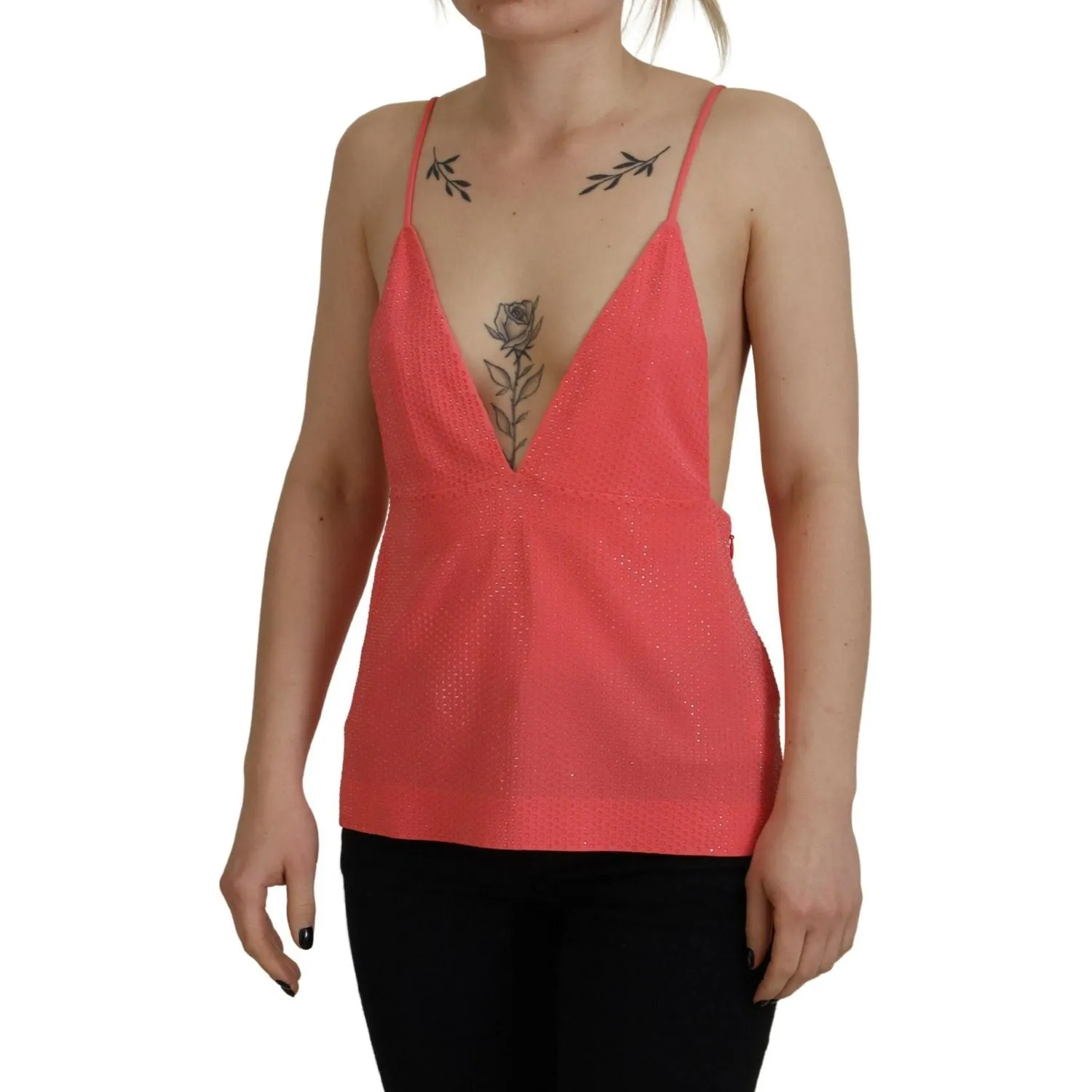 Dsquared² Pink Sleeveless Spaghetti Strap Cami V-neck Top