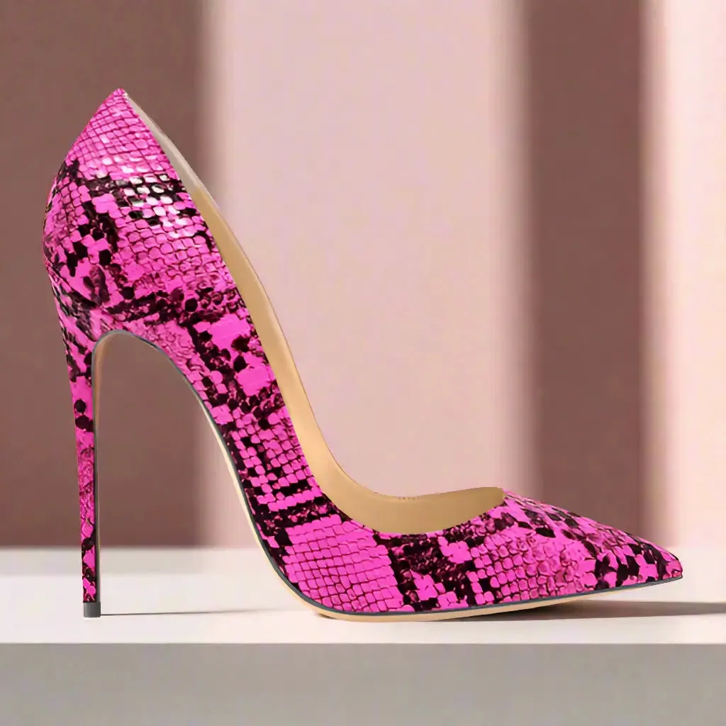 Eve Pink Snake Print Pump Heels