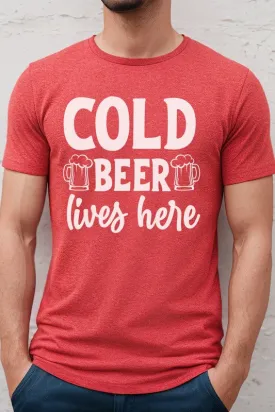 Father's Day Tees Cold Beer Lives Here Tee