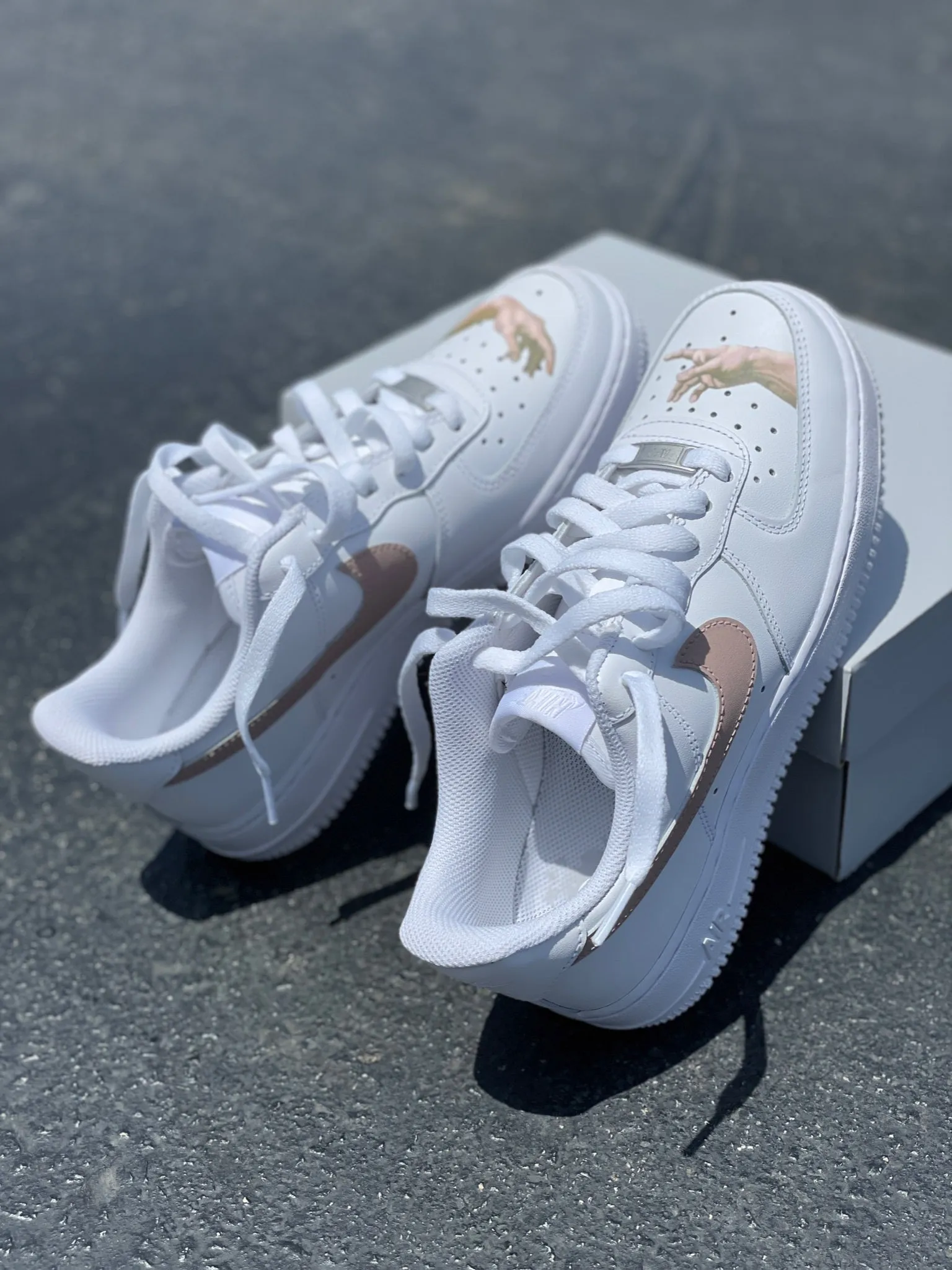 God Finger AF1 With Nude Swoosh - Custom Nike Shoes