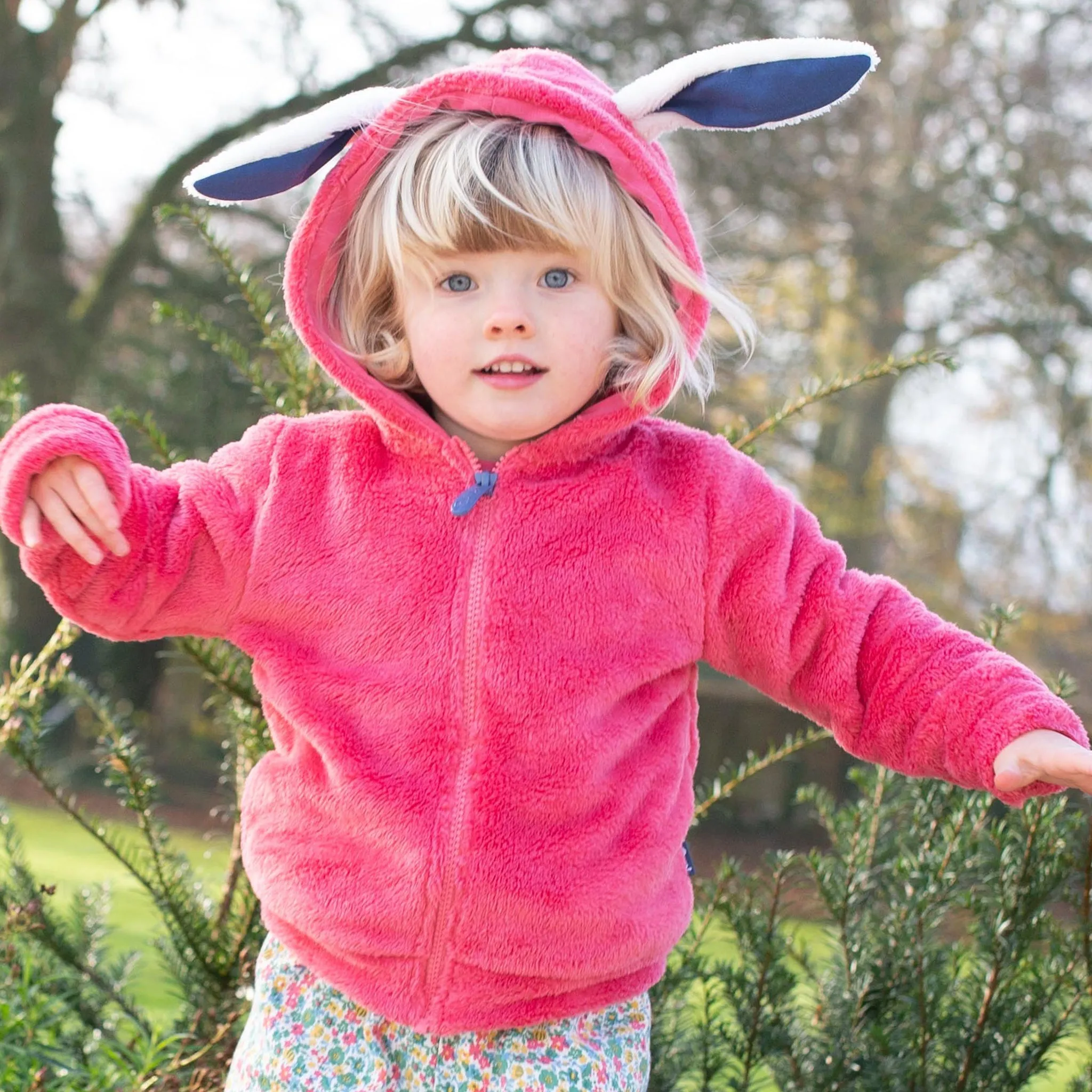 Happy hare fleece pink