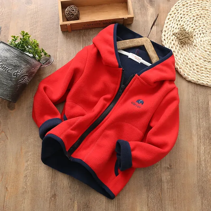 Kids Girls Jacket Coats Autumn Winter Soft Polar Fleece Hoodies Jacket Boys Coat Warm Children Outwear Teenagers 7 8 9 10 Years