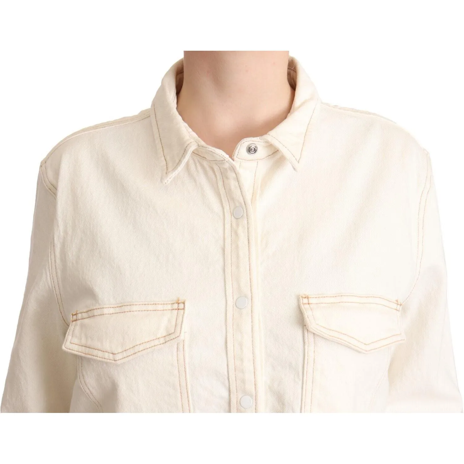 Levi's Elegant White Long Sleeve Collared Polo Top