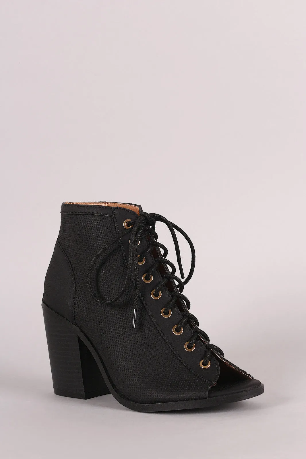 Liliana Perforated Nubuck Chunky Heeled Ankle Boots