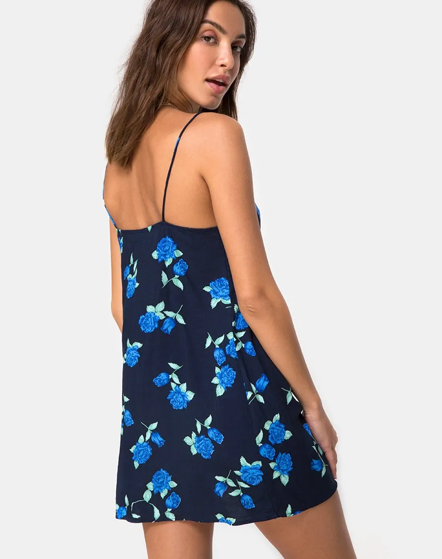 Medina Slip Dress in Midnight Blue Rose