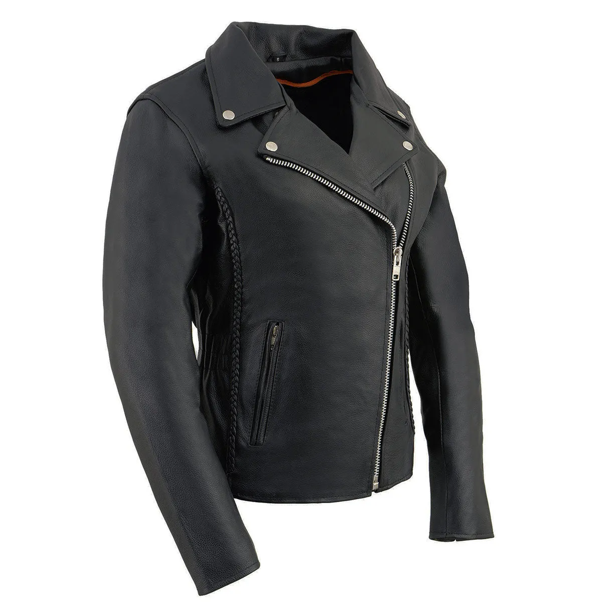 Milwaukee Leather LKL2710 Women's Classic Black Braided Motorcycle