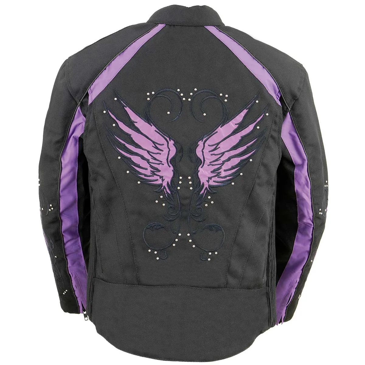 Milwaukee Leather MPL1954 Women's 'Studded Wings' Black and Purple