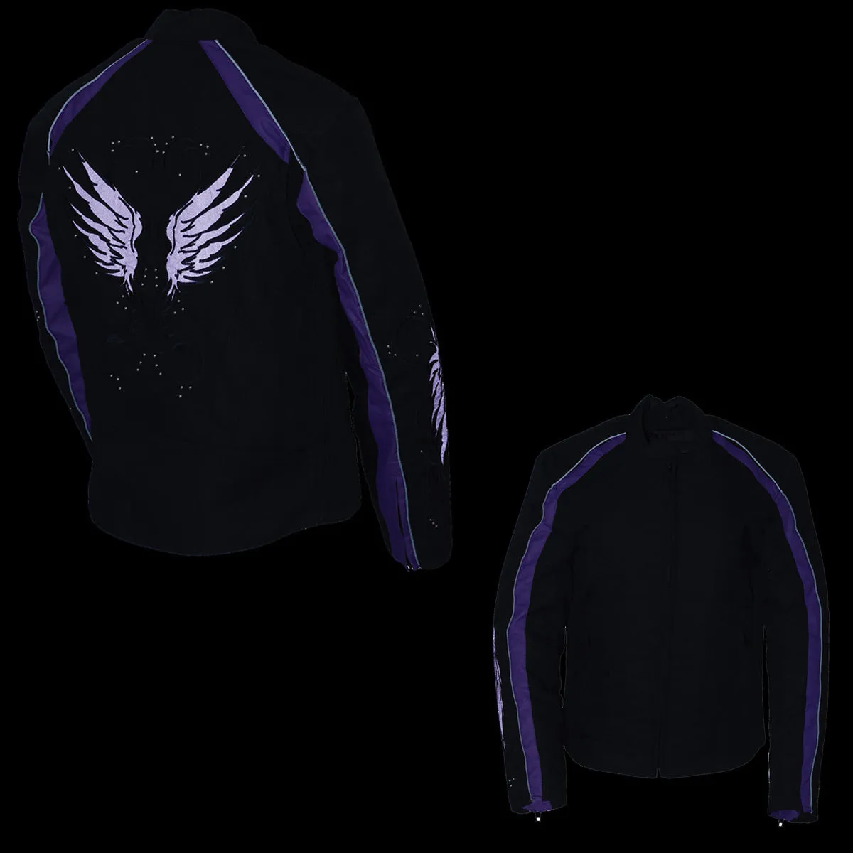 Milwaukee Leather MPL1954 Women's 'Studded Wings' Black and Purple