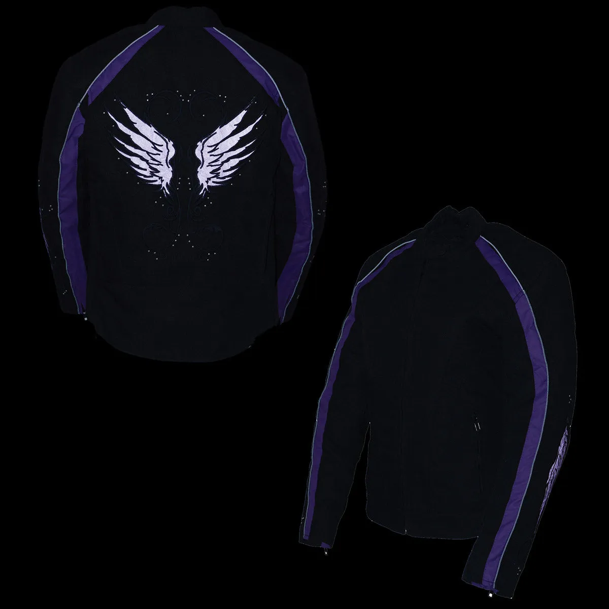 Milwaukee Leather MPL1954 Women's 'Studded Wings' Black and Purple