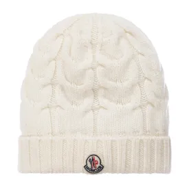 Moncler Cable Knit Hat Ivory