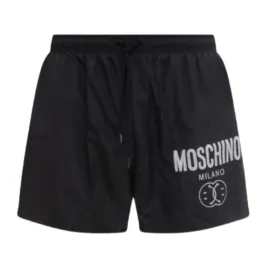 Moschino Black Smiley Print Swim Shorts