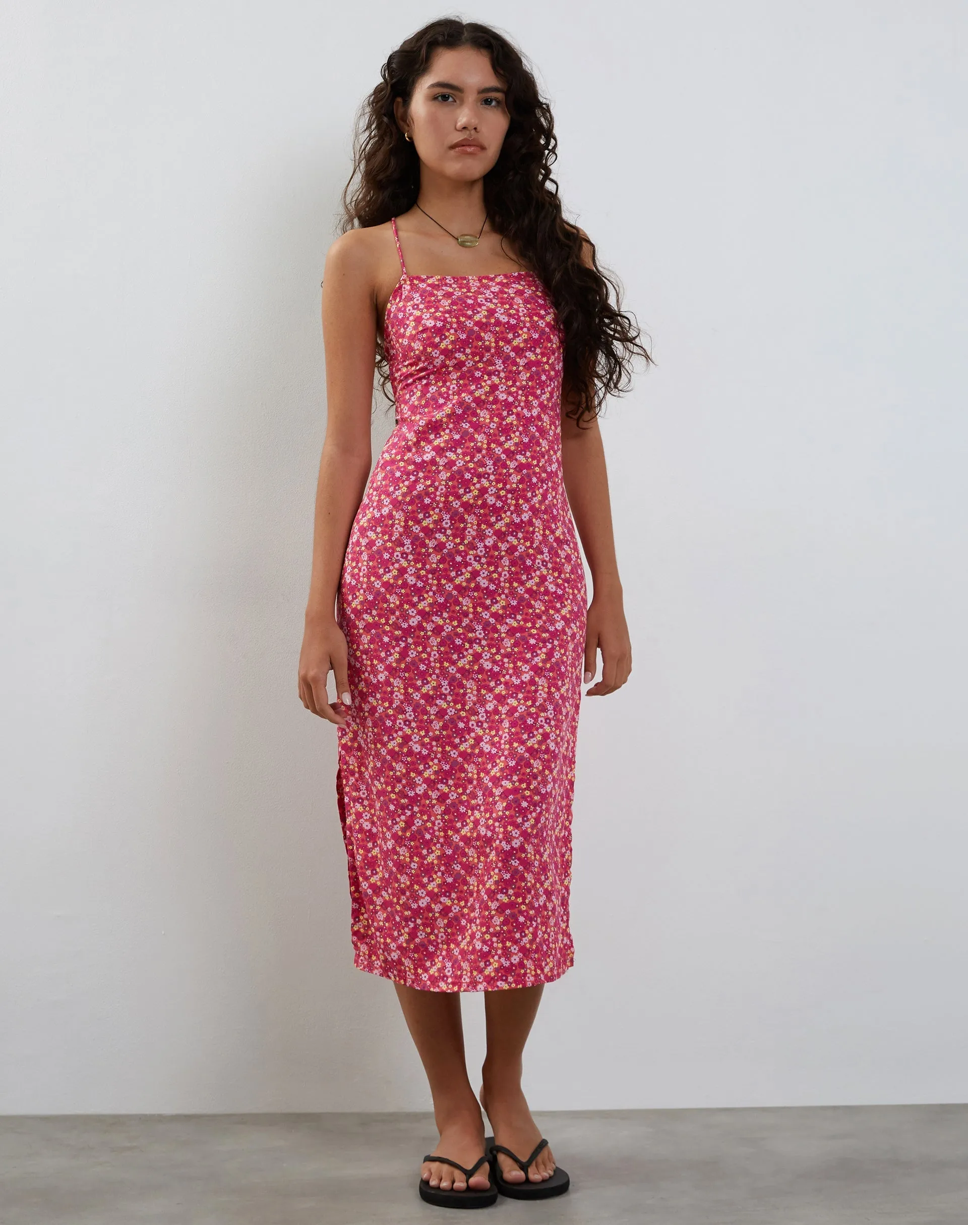 Nosita Midi Dress In Ditsy Floral Pink