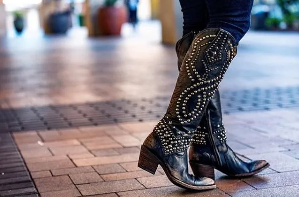 Old Gringo Tall Belinda Leather Boots in Black/Beige