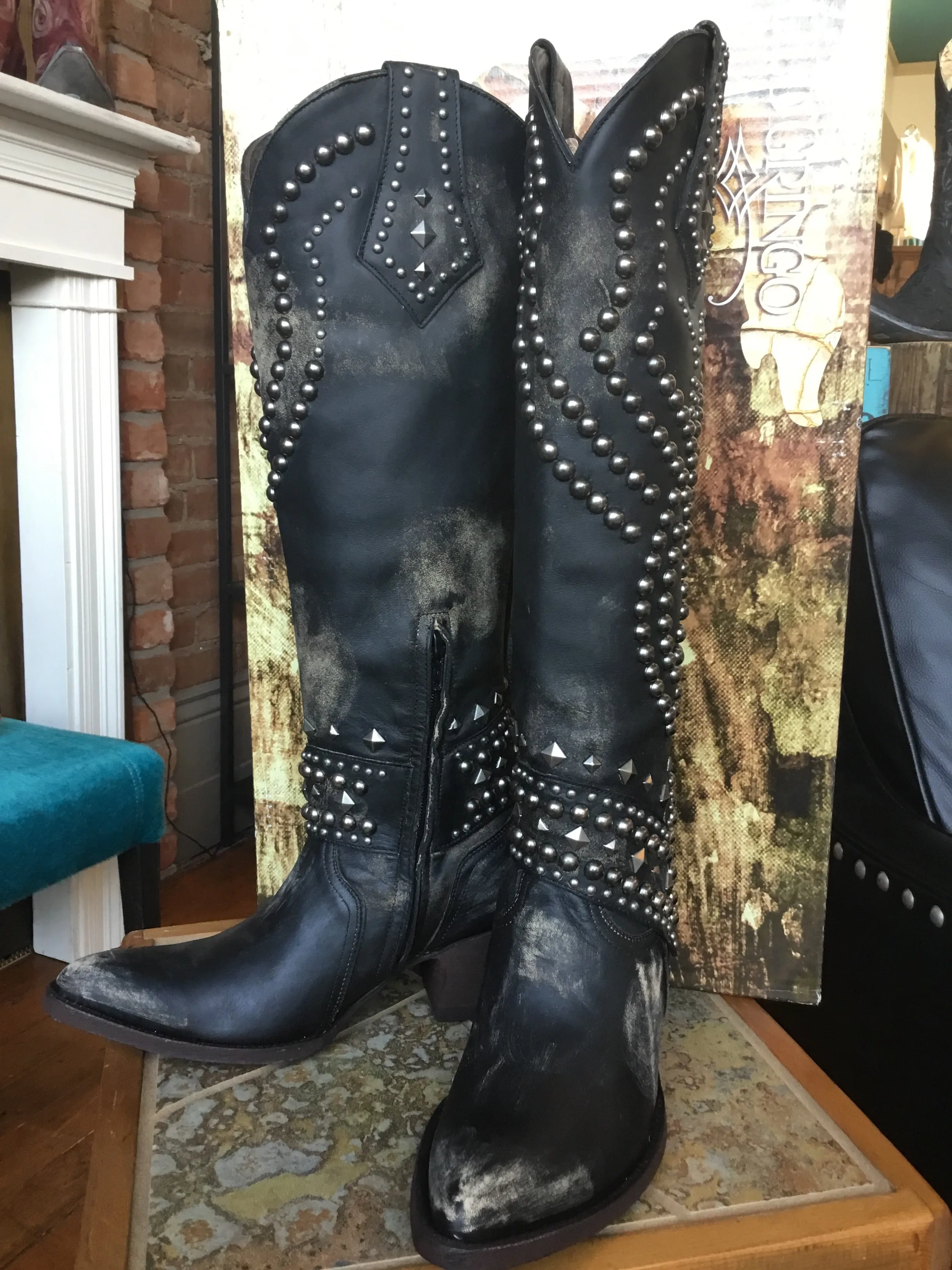 Old Gringo Tall Belinda Leather Boots in Black/Beige