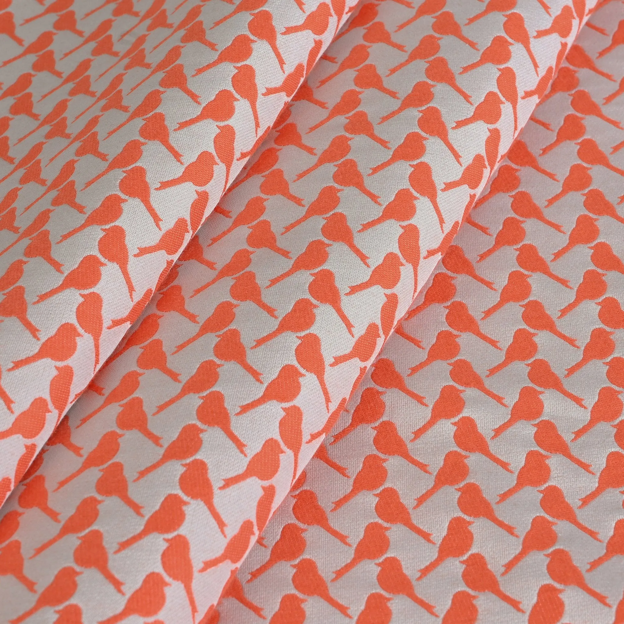 Orange Birds Jacquard Fabric - 2075