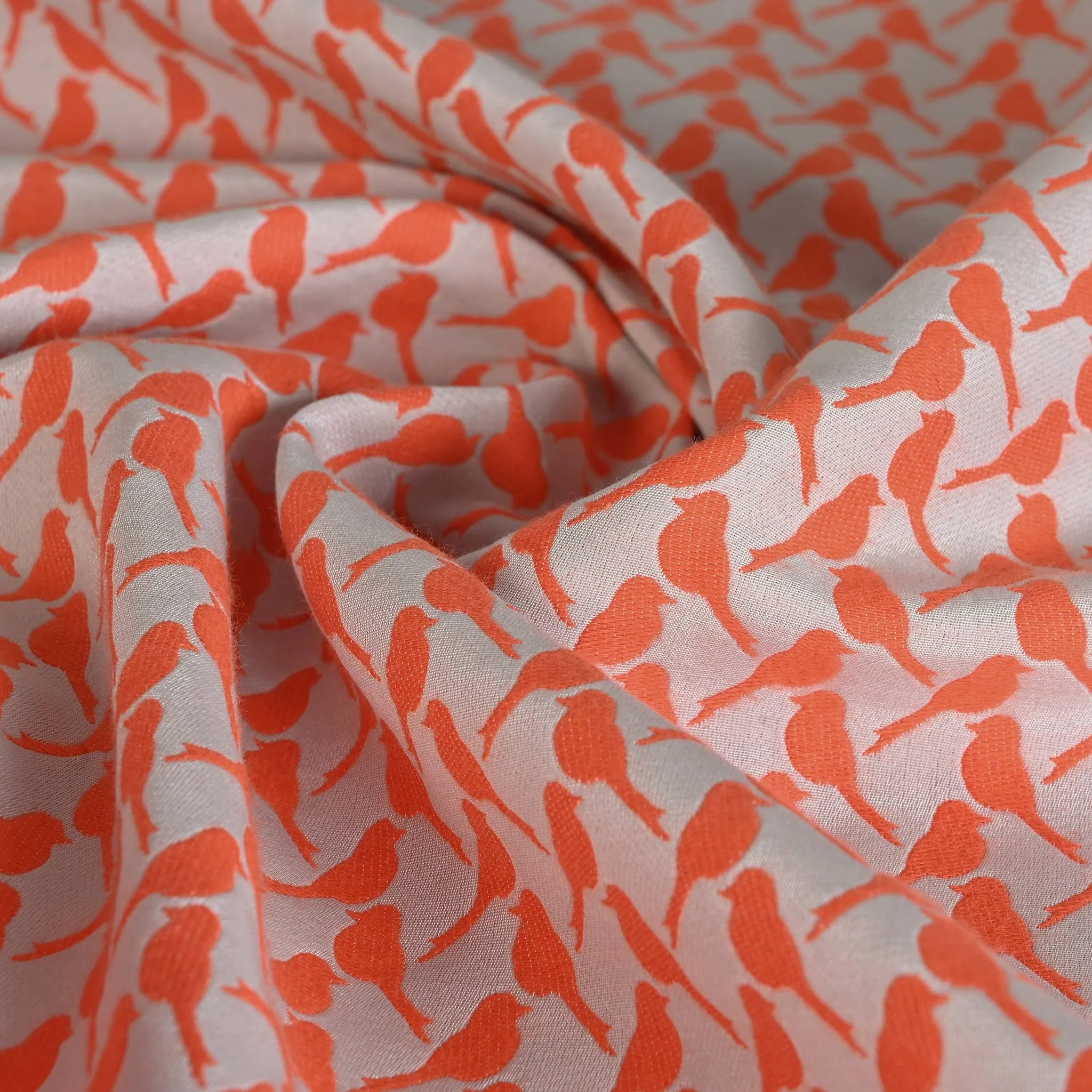 Orange Birds Jacquard Fabric - 2075