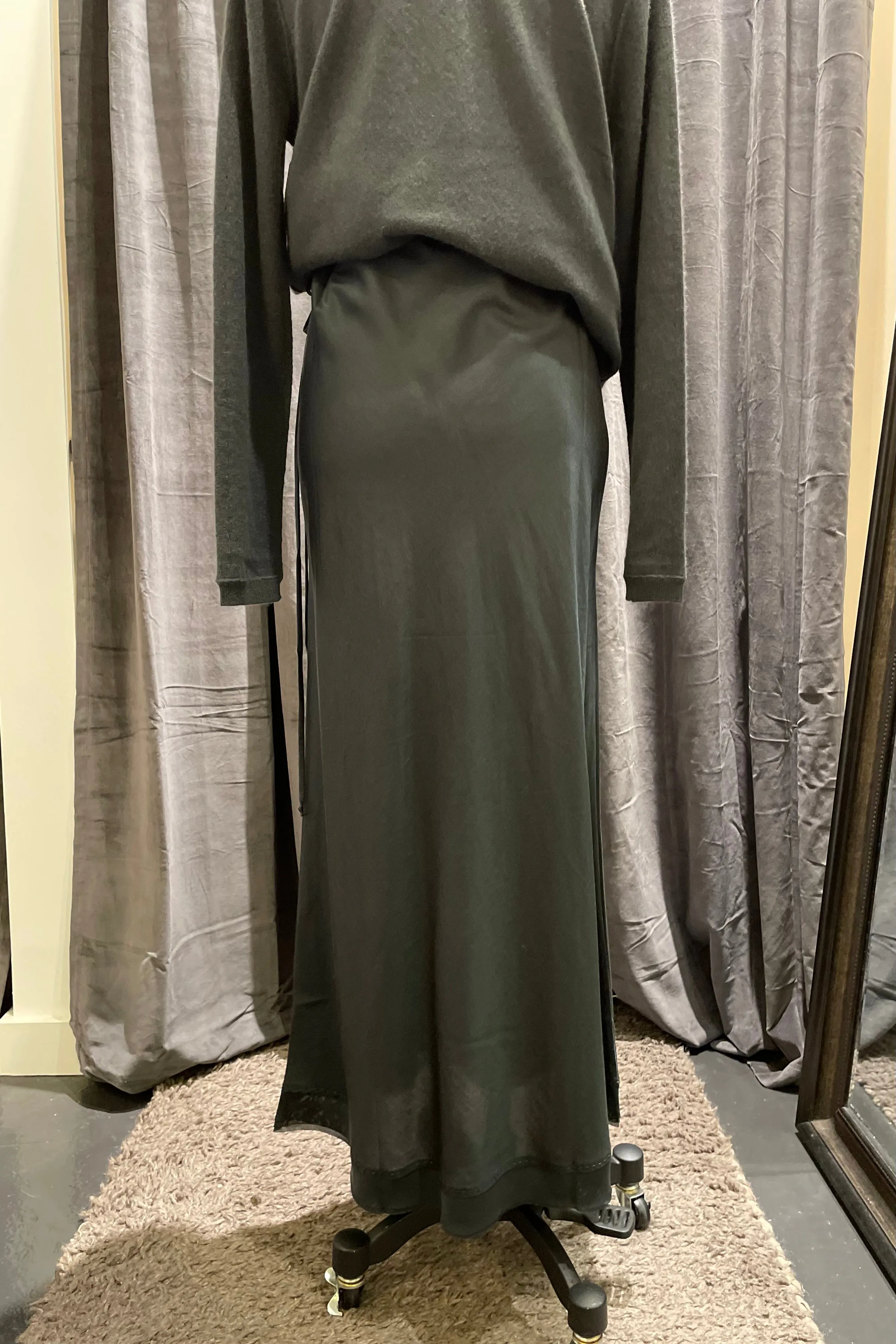 Pewter Full Length Silk Garbo Skirt