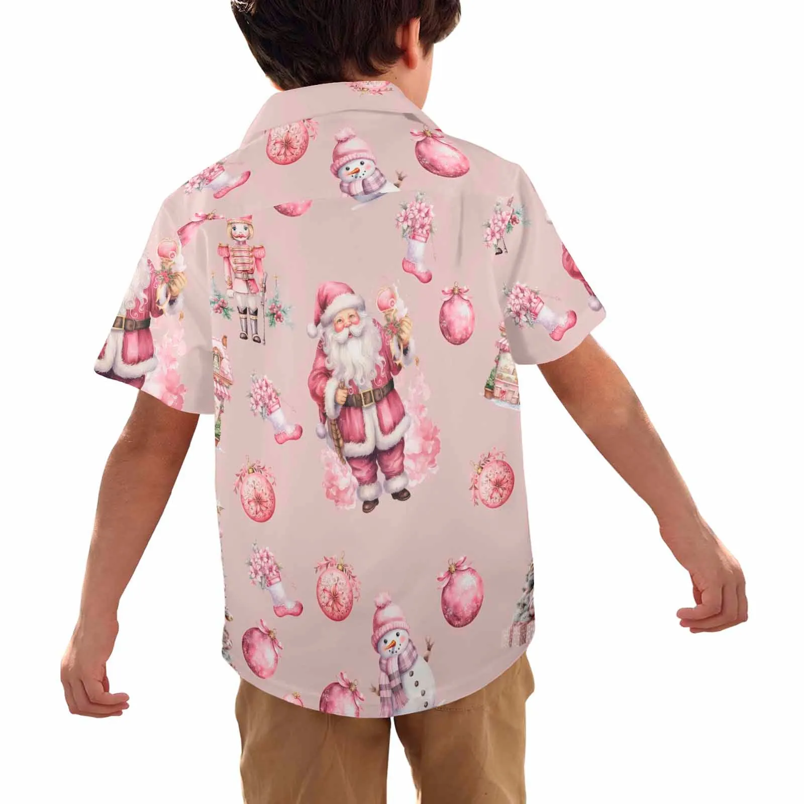 Pink Christmas 50  Little Boys Hawaiian Shirt