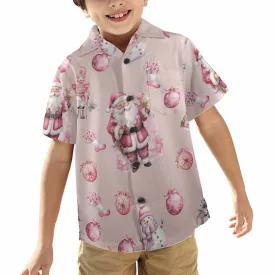 Pink Christmas 50  Little Boys Hawaiian Shirt