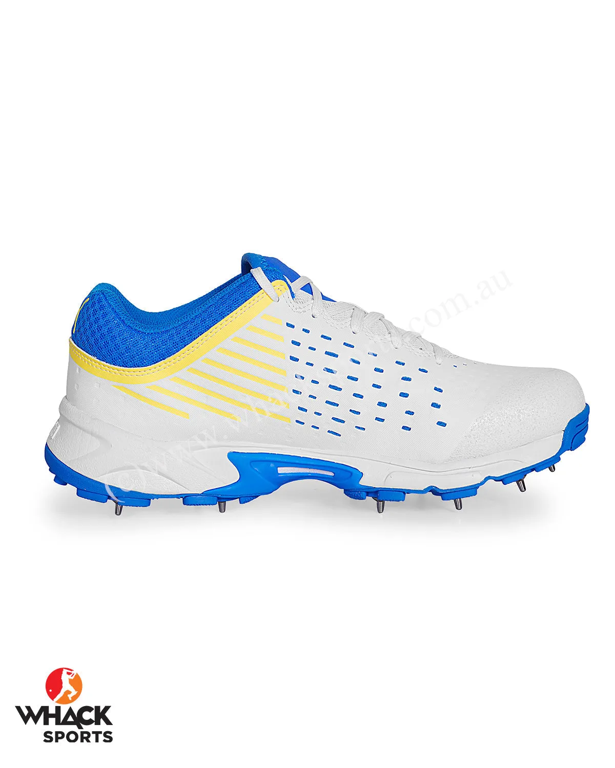 Puma 22.1 Cricket Shoes - Steel Spikes - White Ultra Blue Yellow