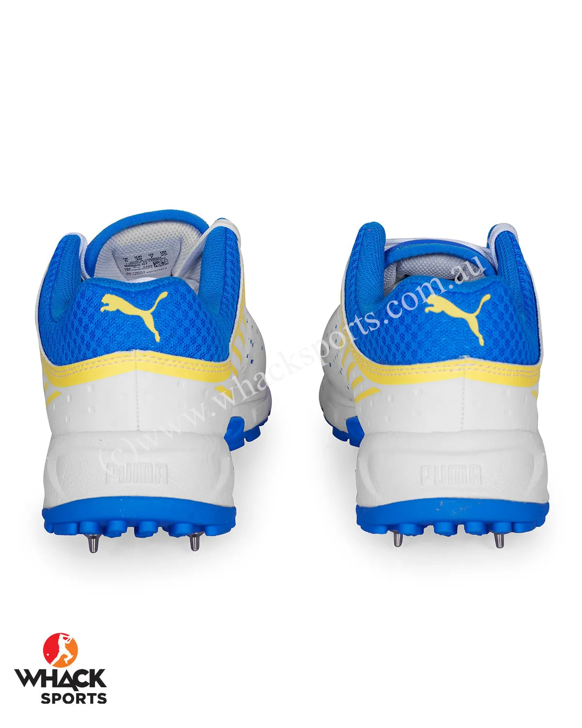 Puma 22.1 Cricket Shoes - Steel Spikes - White Ultra Blue Yellow