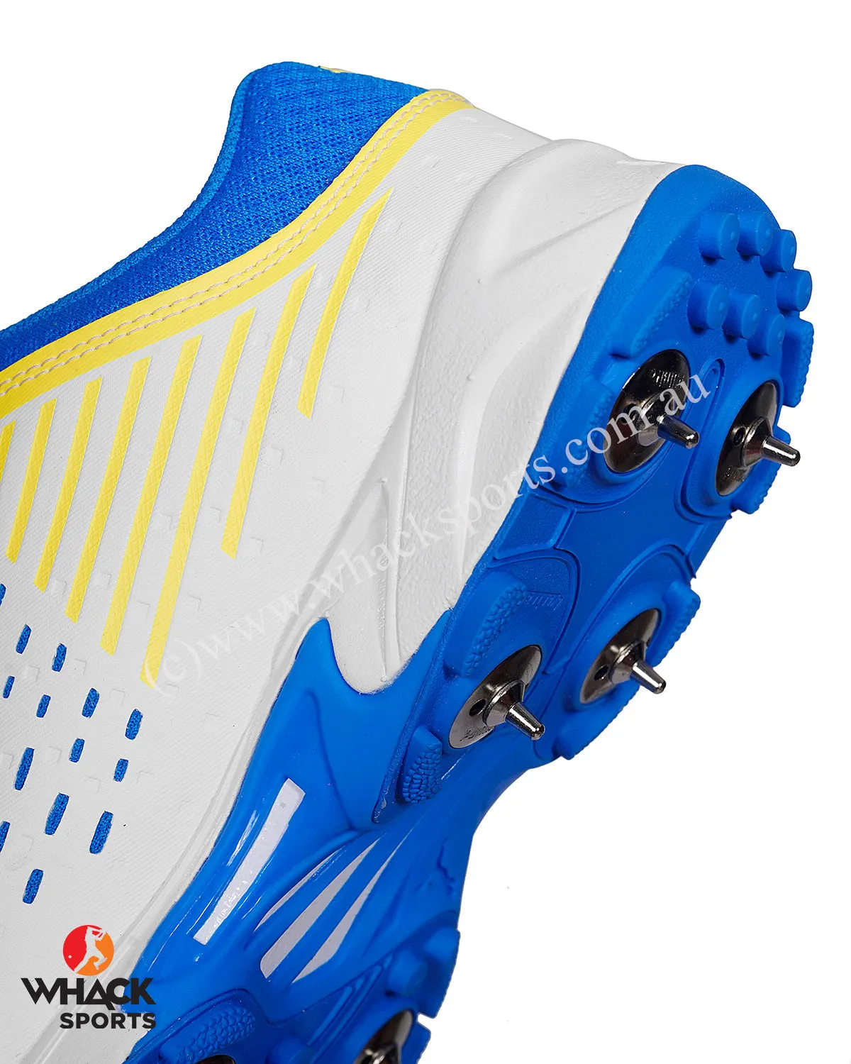 Puma 22.1 Cricket Shoes - Steel Spikes - White Ultra Blue Yellow