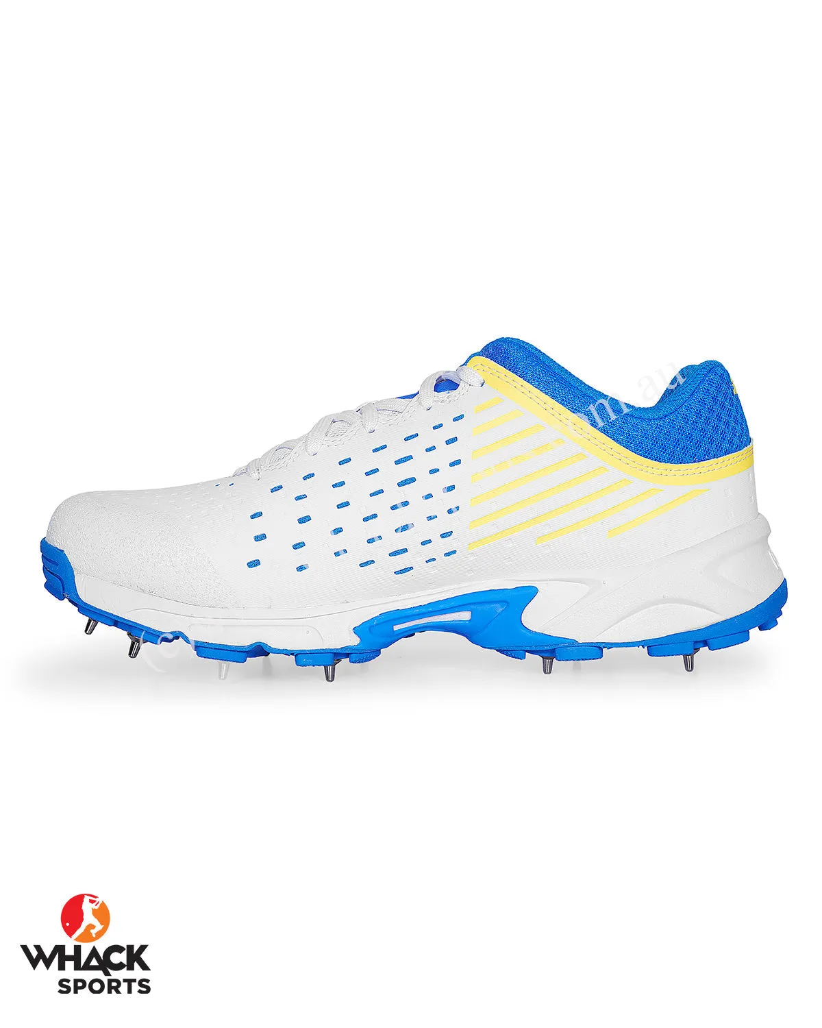 Puma 22.1 Cricket Shoes - Steel Spikes - White Ultra Blue Yellow