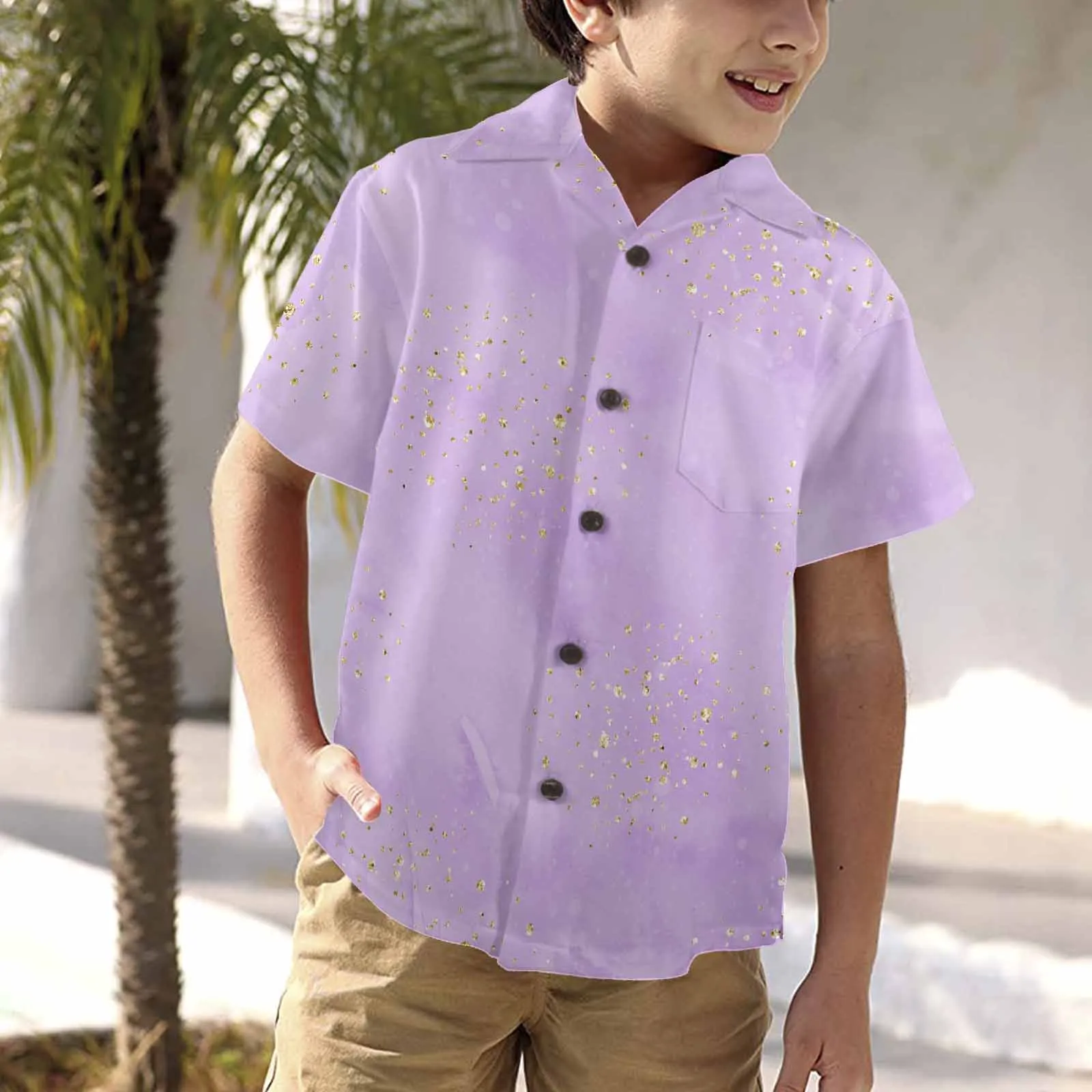 Purple  Little Boys Hawaiian Shirt