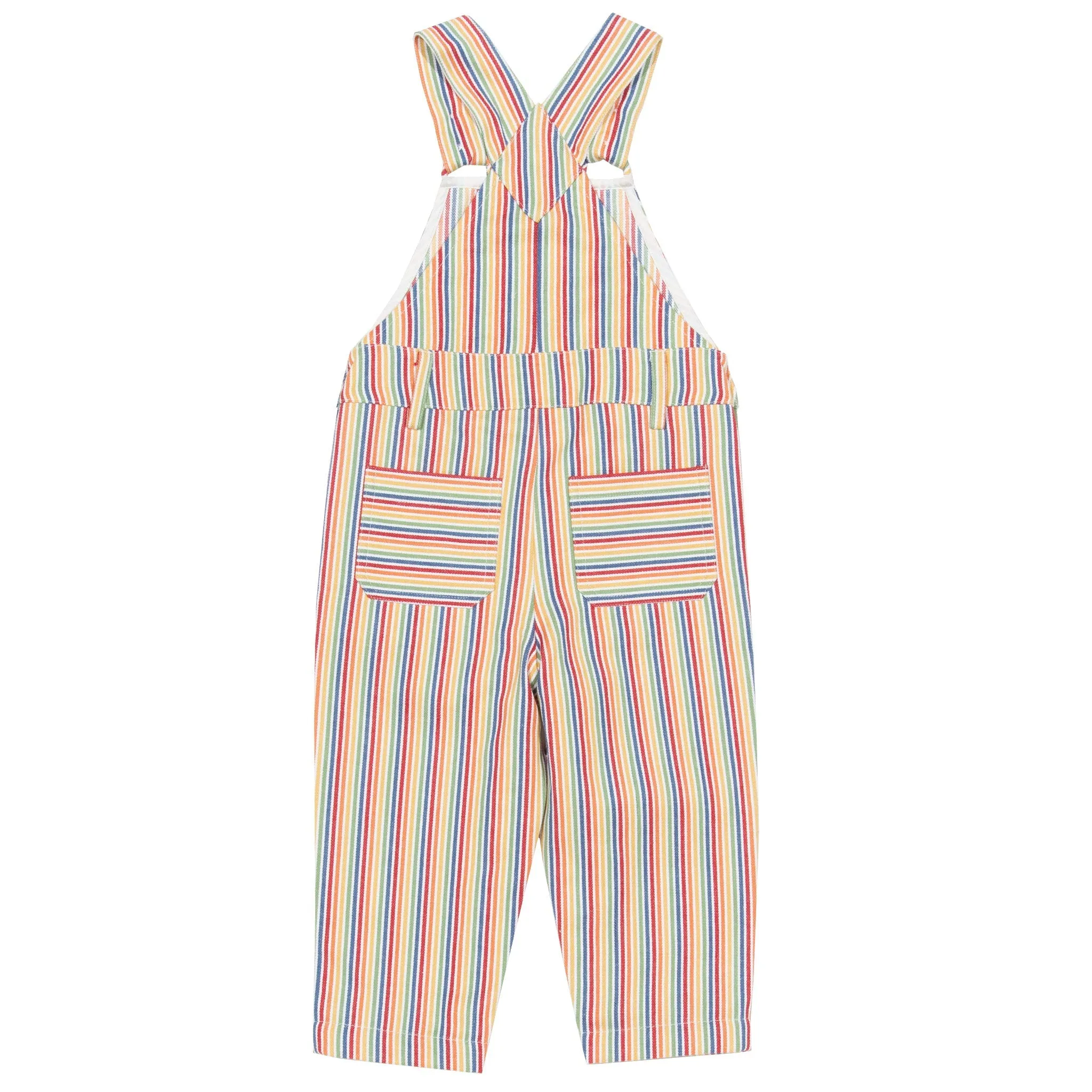 Rainbow ticking dungarees