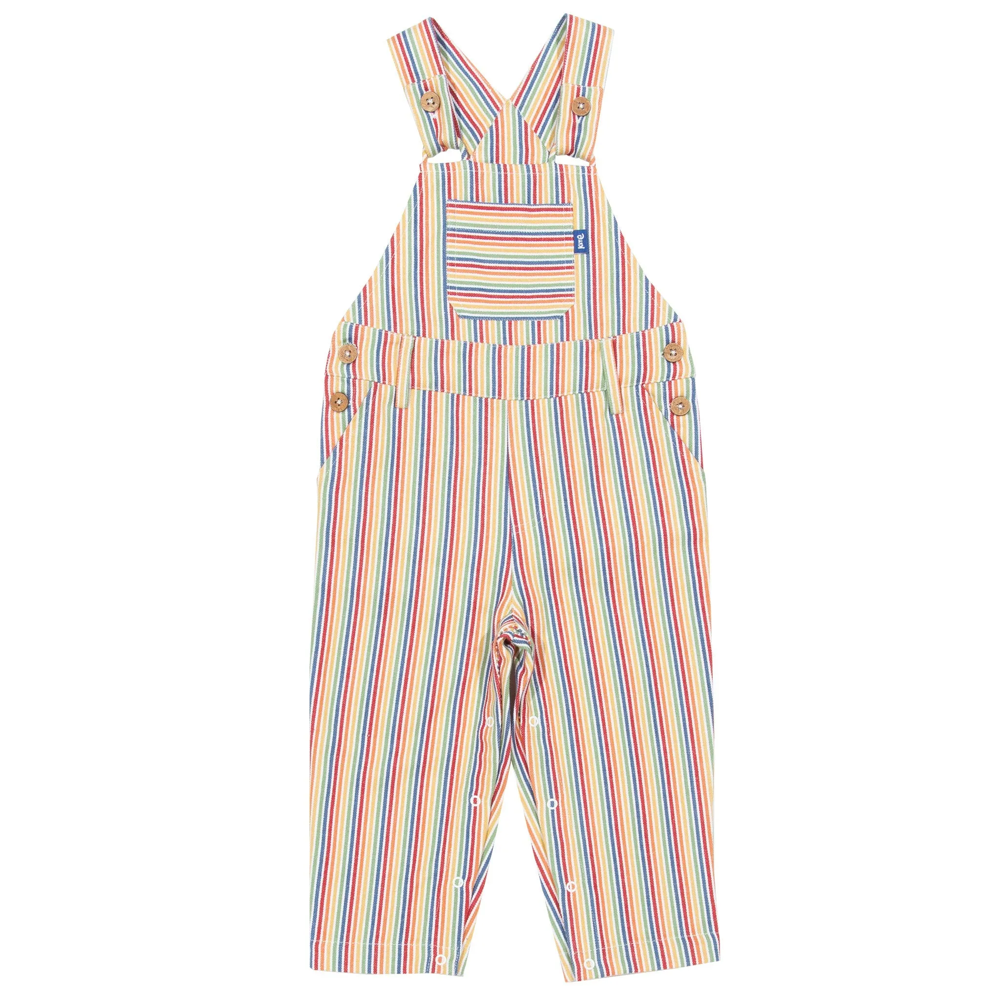 Rainbow ticking dungarees